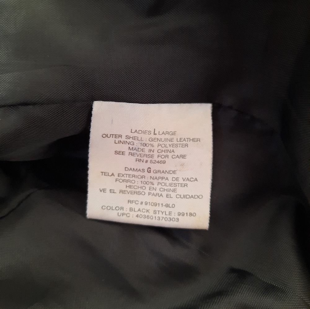 Vintage high neck belted black leather jacket - Picture 9 of 13